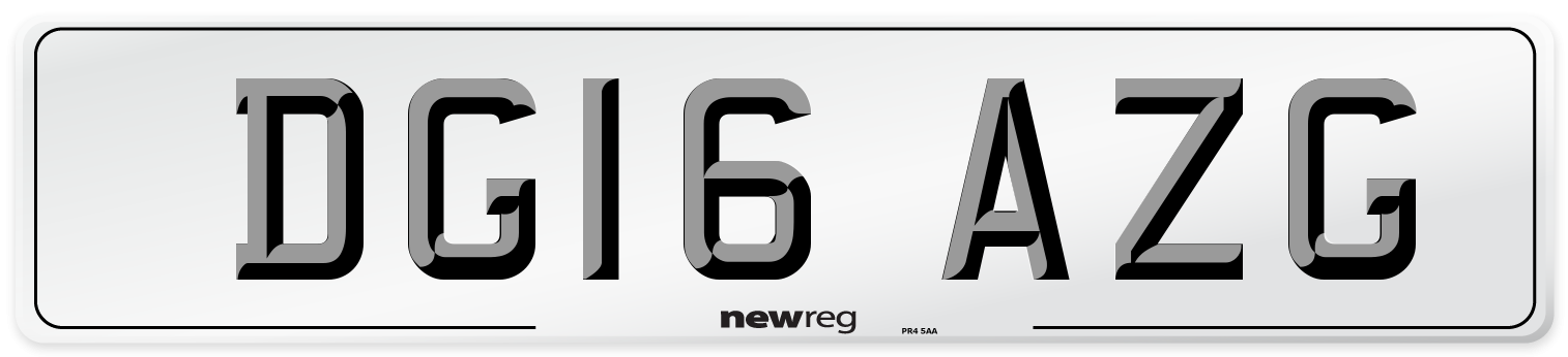 DG16 AZG Number Plate from New Reg